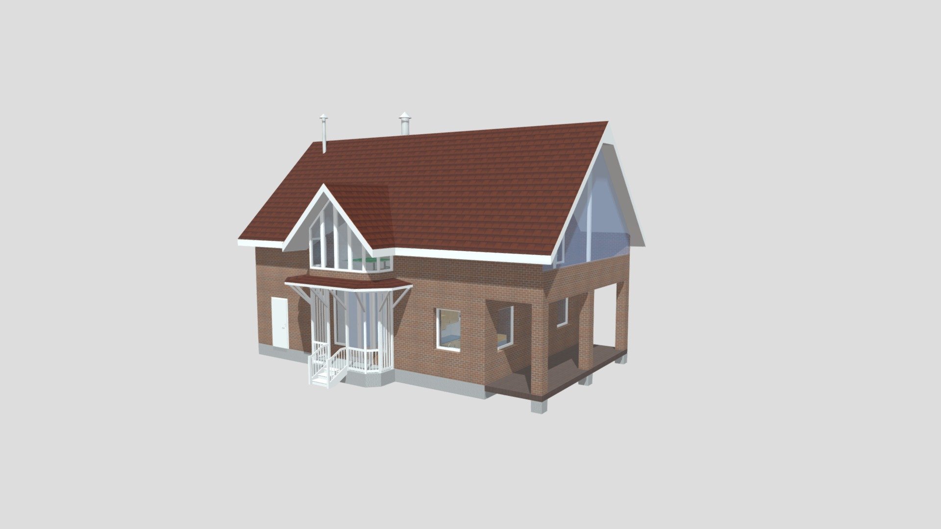 Коттедж в Иннолово, в.3а, с крыльцом — Sketchfab embed 3D viewer