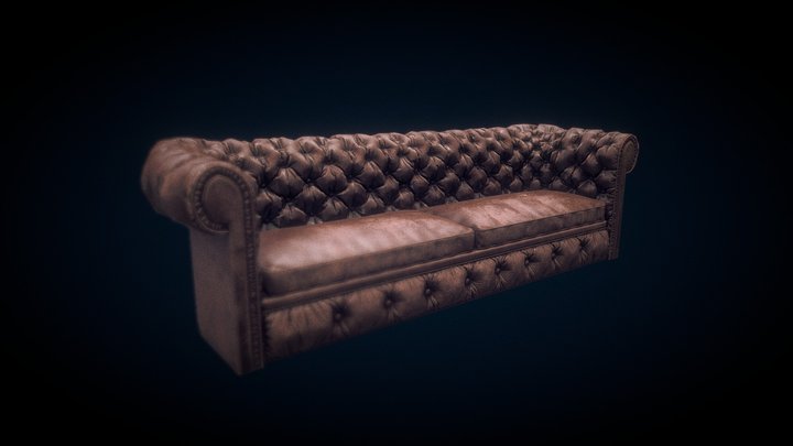 Vintage Leather Sofa 3D Model
