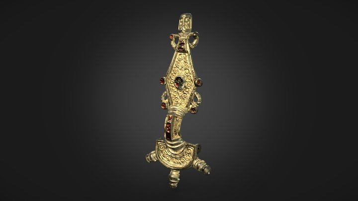 Öntött ezüst ruhakapcsoló tű/ Cast bow fibula 3D Model