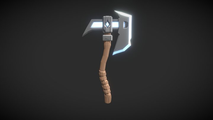 Low Poly Fantasy Axe 3D Model