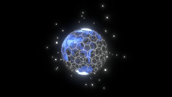 Hologram Hex Planet Earth - Animated 3D Model