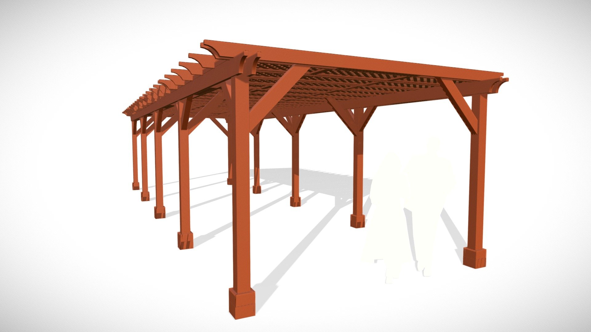 The Lattice Pergola Kit 40'L x 14'W 3D model by FR Conceptual