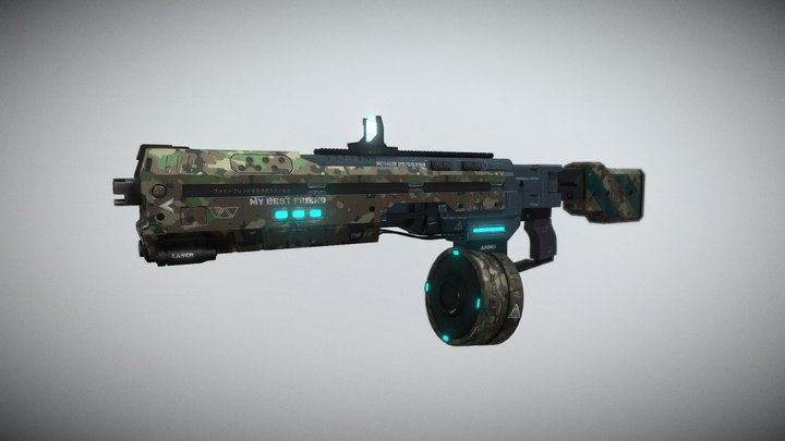 Sci-Fi Gun (Military camouflage skin) 3D Model