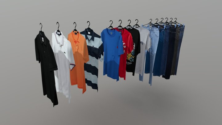 Lowpoly hanging clothes set 1 3D Model