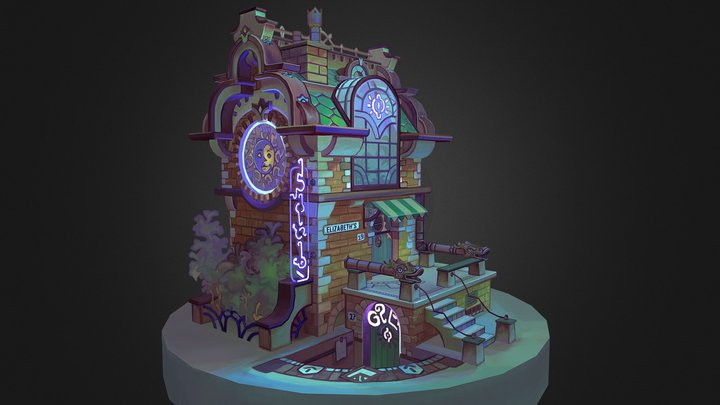 Neon Sign House 3D Model