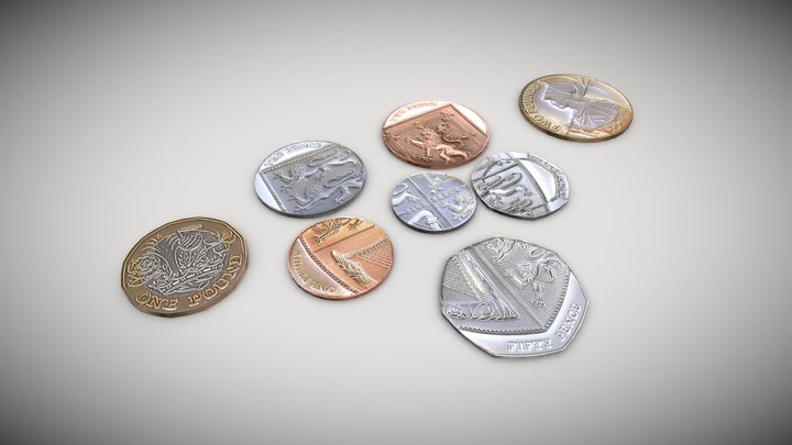 Uk Coin Set 3D Model
