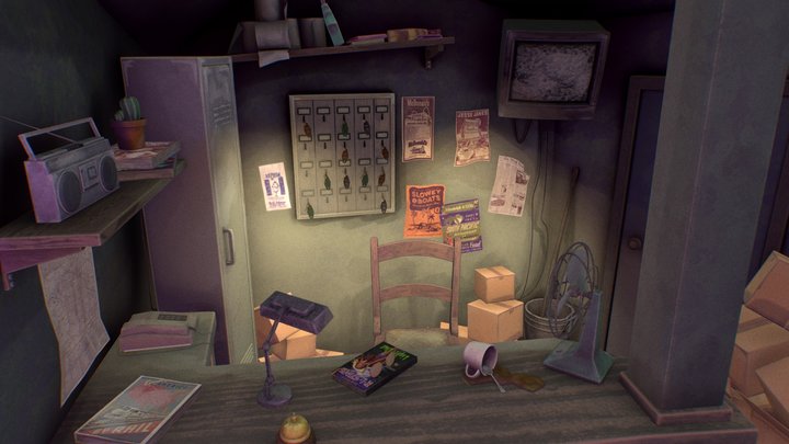 Motel Reception Diorama 3D Model