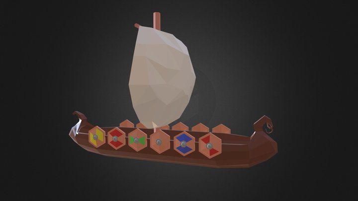 Drakkar Viking ship - Low poly 3D Model