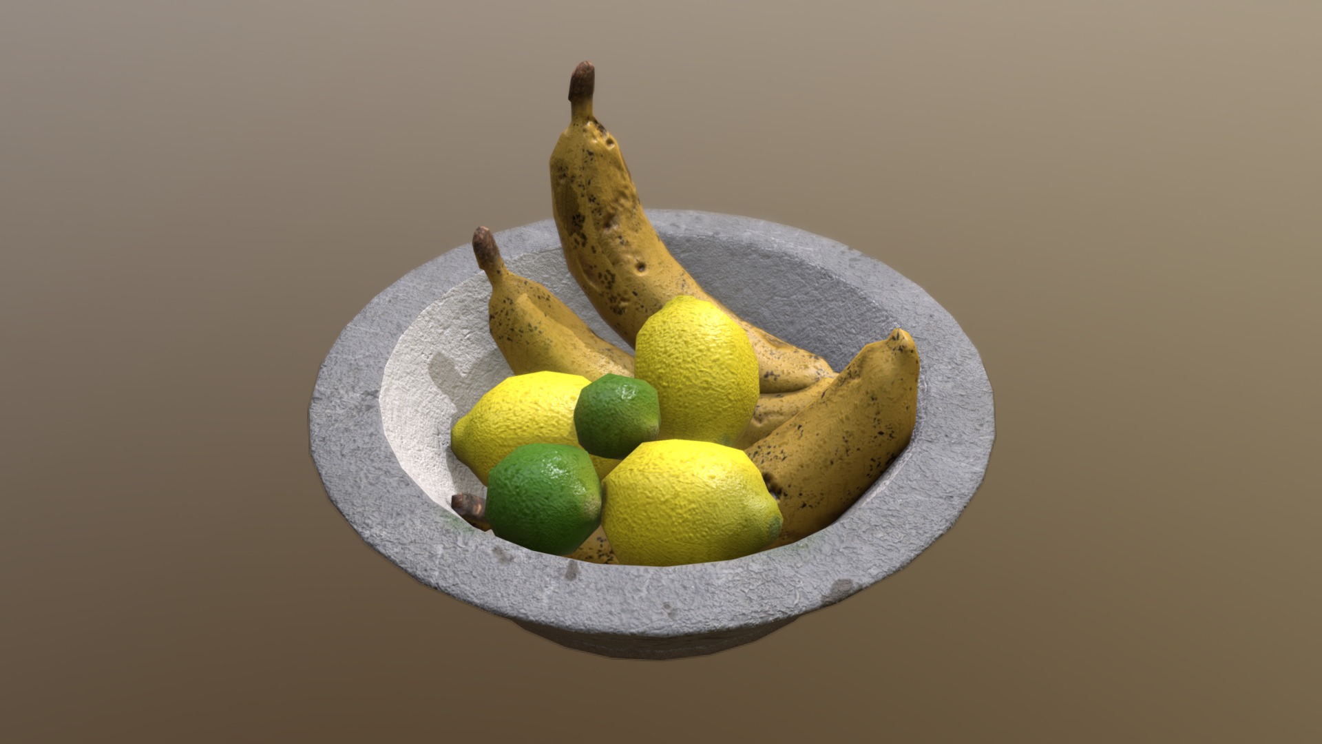 3D model Concrete Bowl with Fruit - This is a 3D model of the Concrete Bowl with Fruit. The 3D model is about a bowl of fruit.