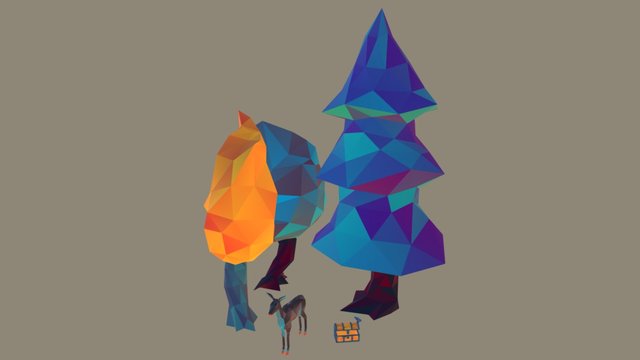 Low-poly forest 3D Model