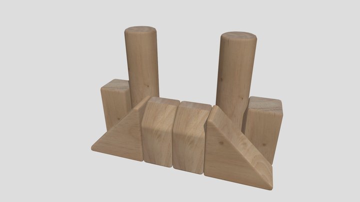 Castle Gate Wooden Blocks 3D Model