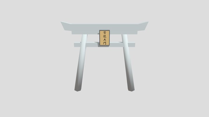 Japanese Torii Gate Low-Poly 3D Model