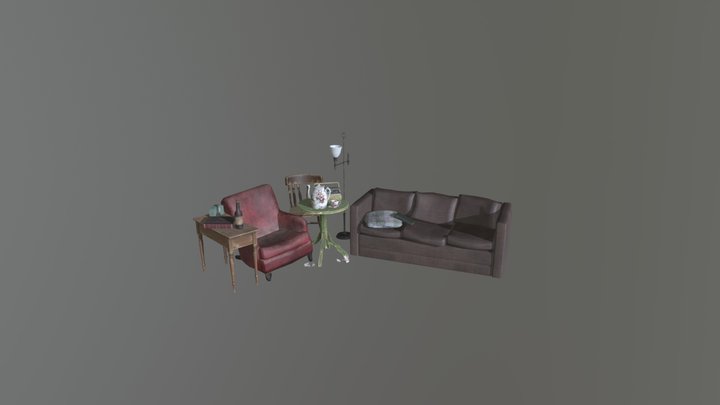 The Devil Awaits VR - Cabin Living Room Props 3D Model