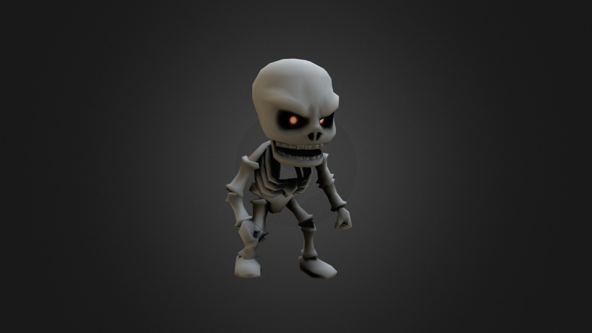3D model Skeleton - This is a 3D model of the Skeleton. The 3D model is about a white toy with red eyes.