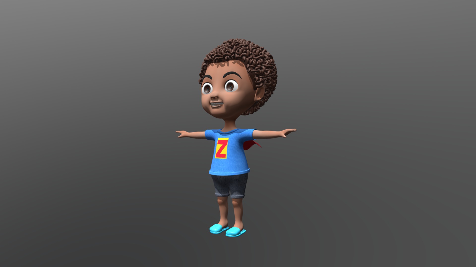 3D model Zaki - This is a 3D model of the Zaki. The 3D model is about a toy doll with a blue shirt.
