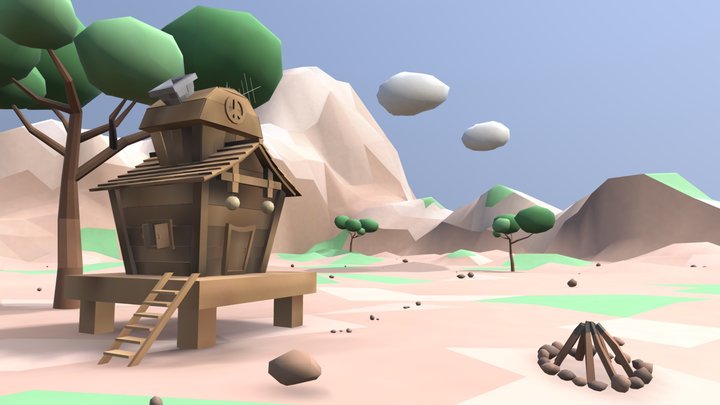 Low Poly Nature Scene 3D Model