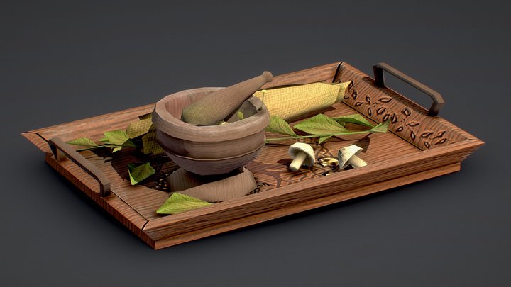 Health Pack: Mortar and Pestle Herb Crafting Set 3D Model