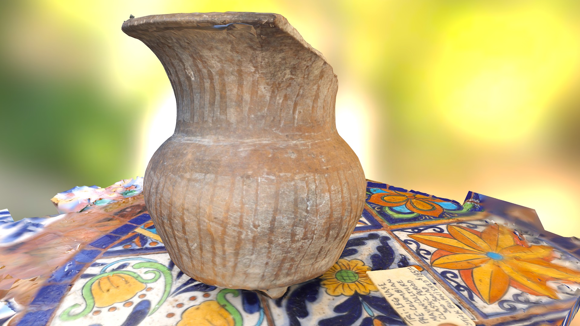 3D model Precolumbian Vase - This is a 3D model of the Precolumbian Vase. The 3D model is about a vase on a table.