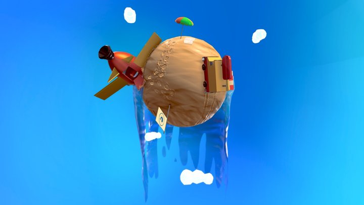 Diorama whale planet 3D Model