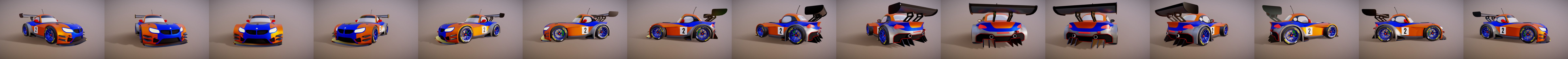 Low Poly BMW Z4 GT3 Stylized 3D Model