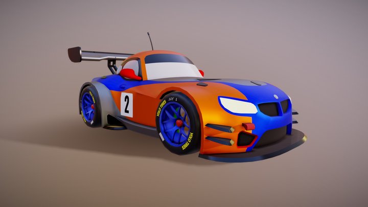 Low Poly BMW Z4 GT3 Stylized 3D Model