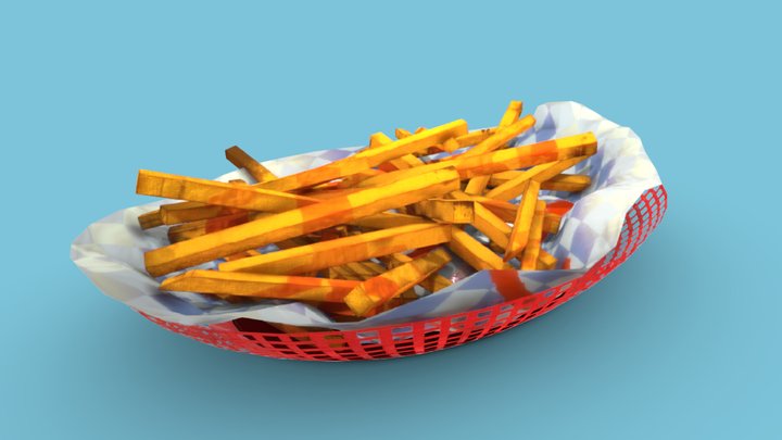 Fries with ketchup 3D Model
