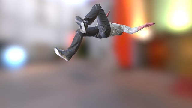 Wall Flip Animation, Slow Motion, Textured 3D Model