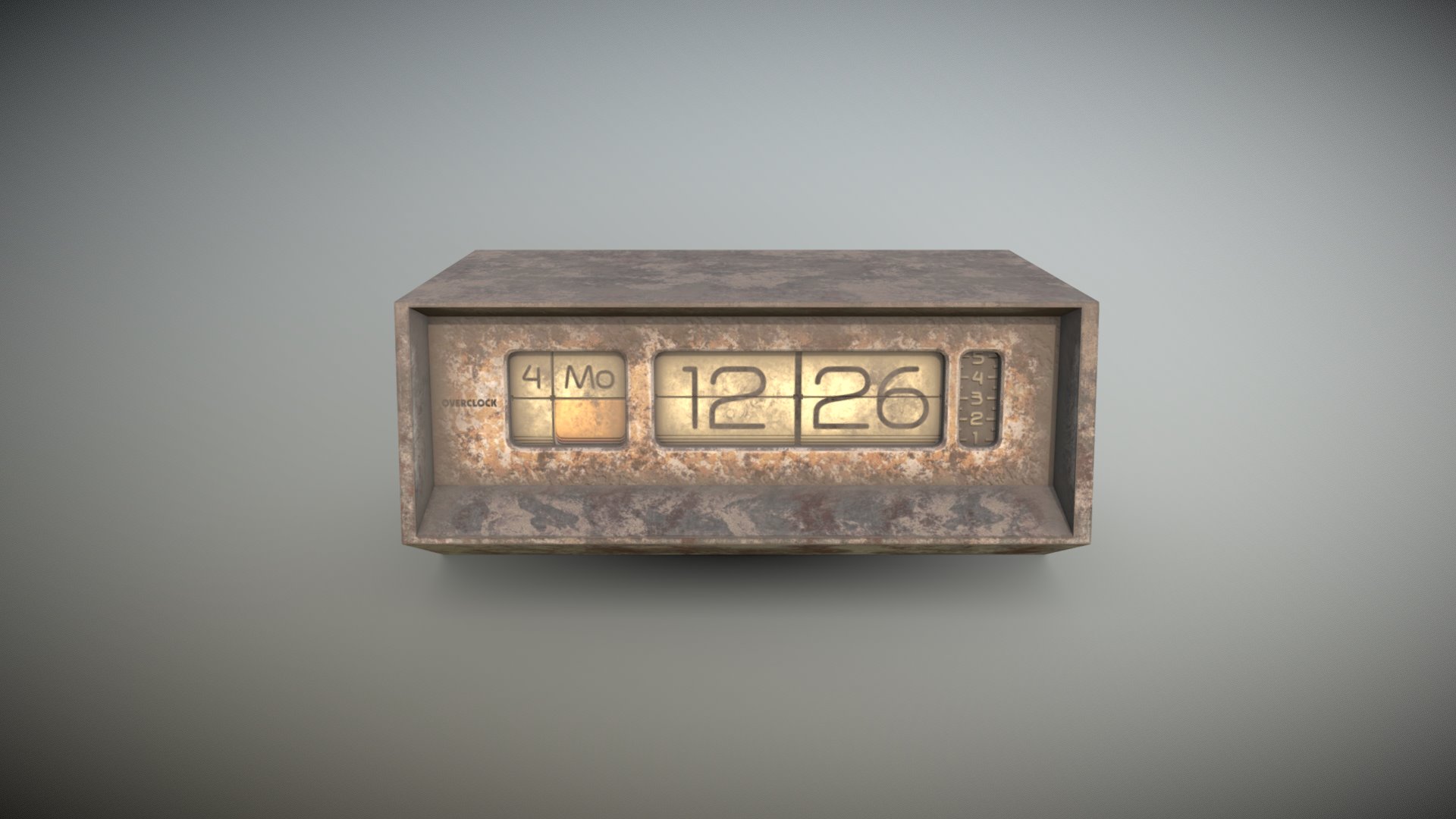 3D model Dirty desktop flipclock 18 of 20 - This is a 3D model of the Dirty desktop flipclock 18 of 20. The 3D model is about a rectangular object with a number on it.