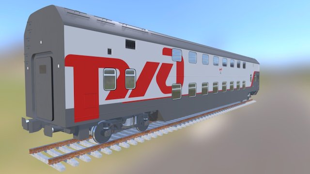 Double-decker Train RZD 3D Model