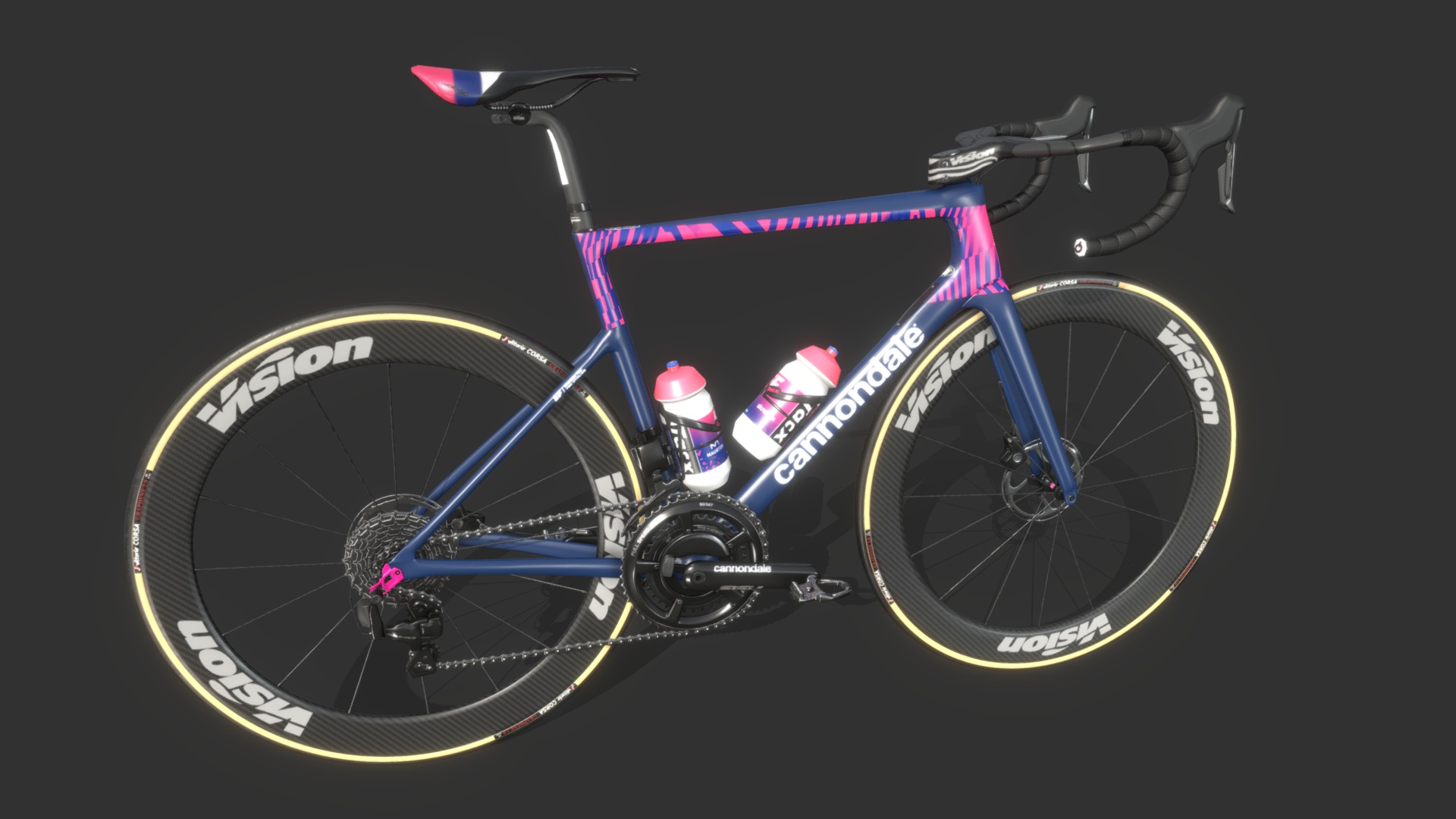 3D model Cannondale SuperSix EVO - This is a 3D model of the Cannondale SuperSix EVO. The 3D model is about a blue and black bicycle.