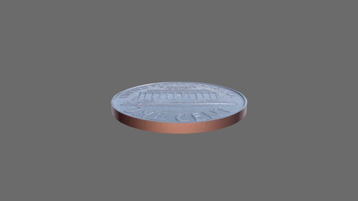 One Cent, Lincoln Memorial 3D Model