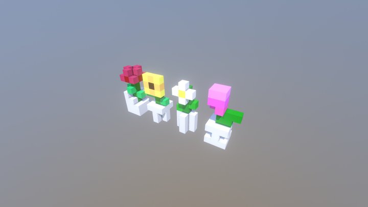 Voxel Flowers 3D Model
