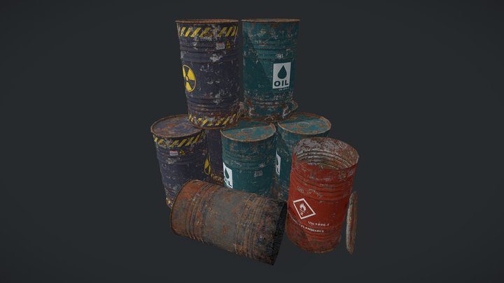 Industrial Drum Barrels 3D Model