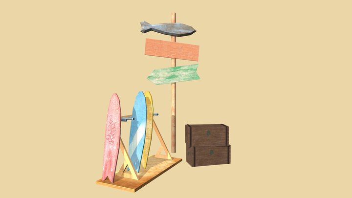 by_the_beach_3SimpleProps 3D Model