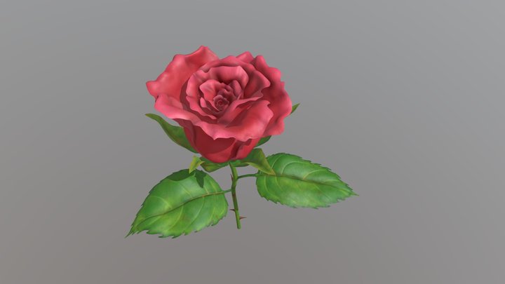 Rose flower, realistic (high-poly!)