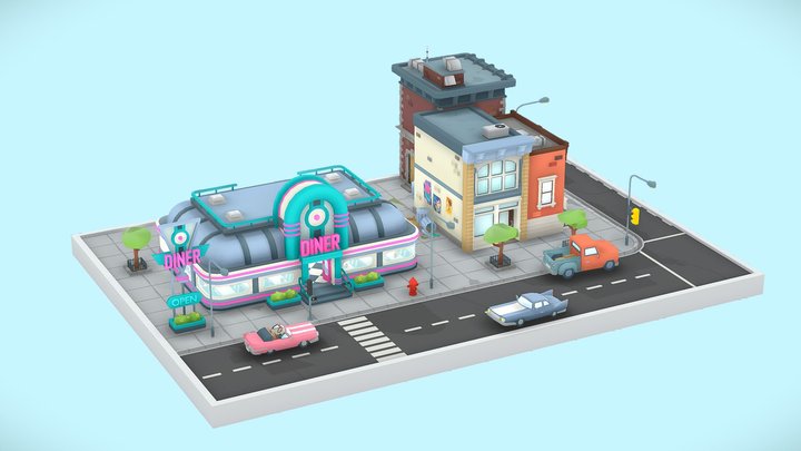 Diner Diorama 3D Model