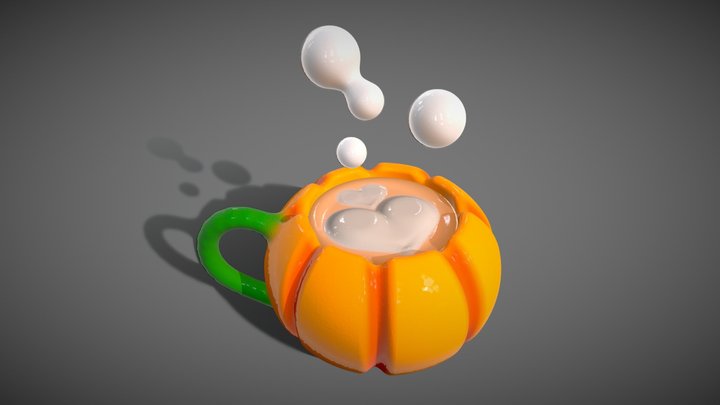 Pumpkin Coffee Cup - High Poly Fantasy 3D Model