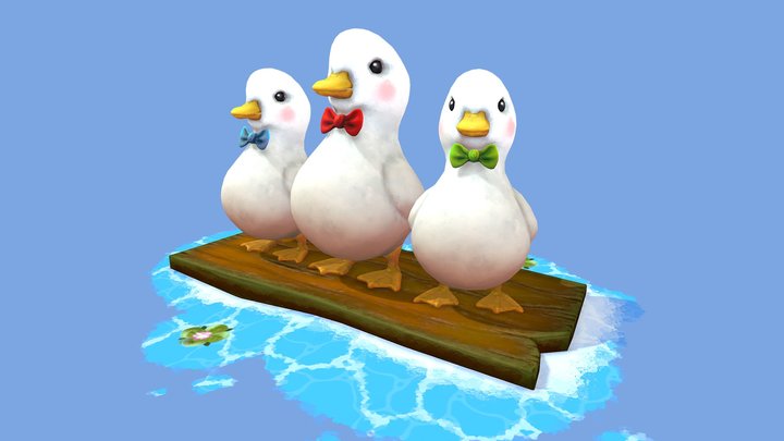 Cute Call Ducks 3D Model