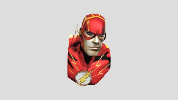 superhero in red suit with lightning symbol 3D Model