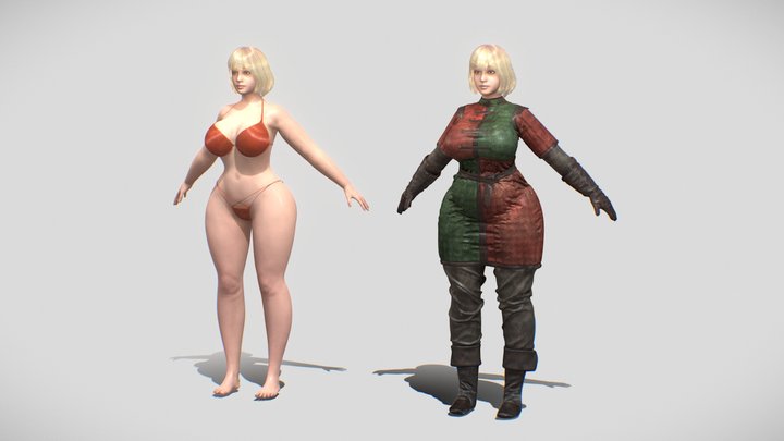 3d chubby 太った女性 3Dモデル