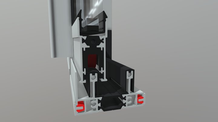 R-T-W-70 – Double-Sash Sliding Door Section 3D Model