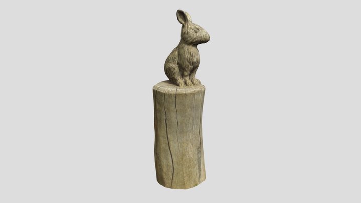 Rabbit on a tree trunk Photogrammetry Scan 3D Model
