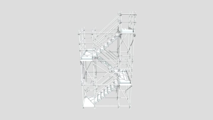 Projeto Exemplo - Escada Zig-Zag com 3 Níveis 3D Model