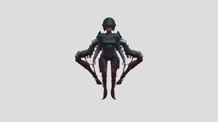 futuristic robotic character with mechanical ar 3D Model