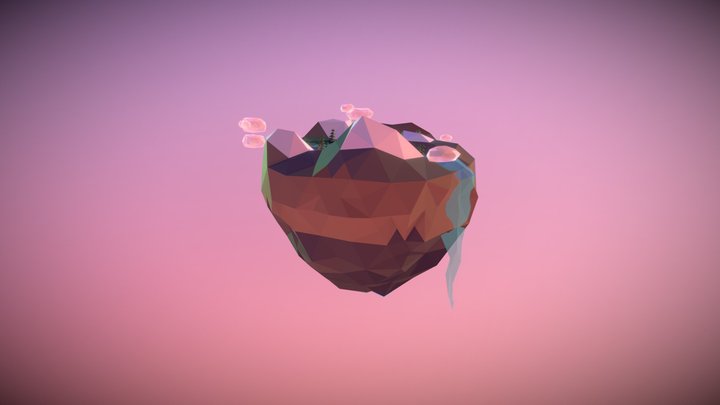 Floaty Island Lowpoly Cliche 3D Model