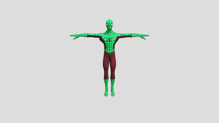 Spiderman with green texture 3D Model