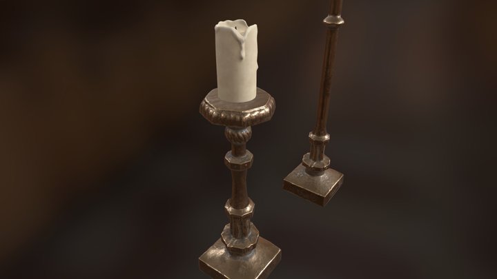 Old Medieval Bronze Church Candle Stands