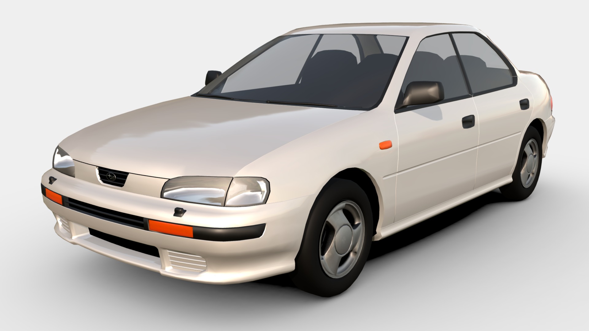 3D model Subaru Impreza 1.6 1994 - This is a 3D model of the Subaru Impreza 1.6 1994. The 3D model is about a white car with a black roof.