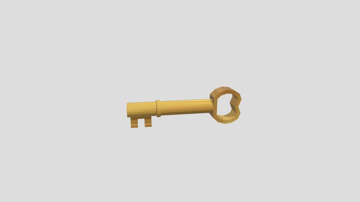 Golden Key - PSX/PS1 Style Low Poly 3D Model