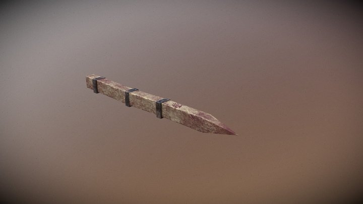 Sharp Wooden Beam - Bloody 3D Model